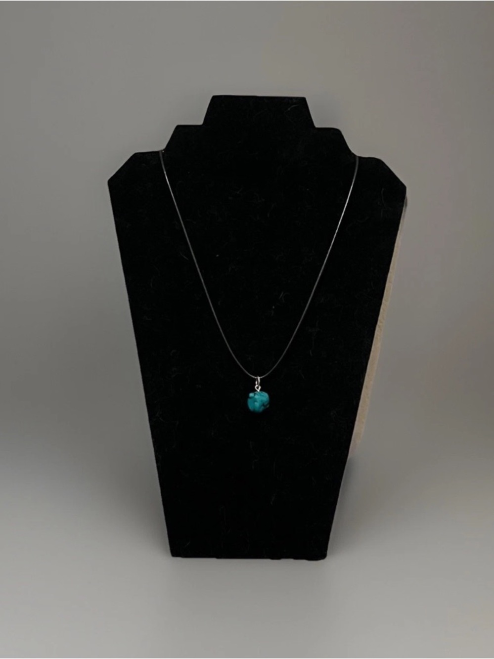 Wicca Witchy Style Turquoise Color Stone Bead Pendant On Black Leather Cord